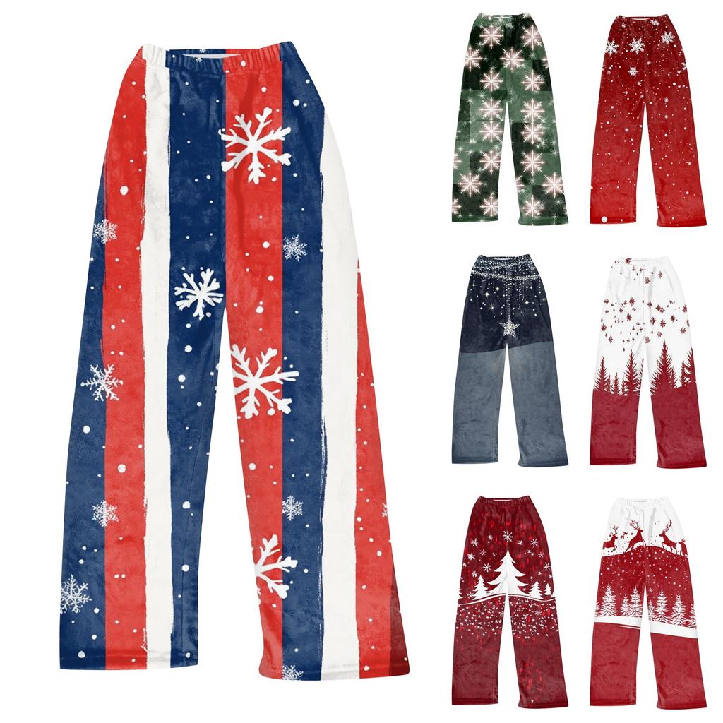 Women Autumn Winter Pants Full Length Long Trousers  Printed Pants