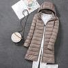 2026 Fall and Winter New Light Down Jacket Women In Long White Duck Korean Version of the Lightweight Windbreaker Thin Jacket Removable Cap Warm Coat