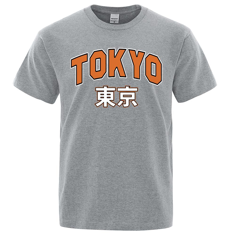 Tokyo Aesthetic College Letter Print T-Shirts Man Oversized Sweat Tshirt Loose Summer Short Sleeve Streetwear Cotton T-Shirt Men