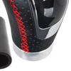 UNIVERSAL 5 SPEED BLACK LEATHER + RED THREAD + SILVER gear shift knob