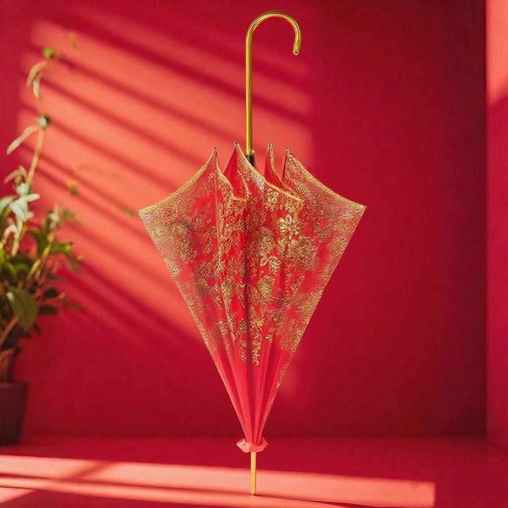Red Chinese Wedding Umbrella for Bride's Welcome and Dowry