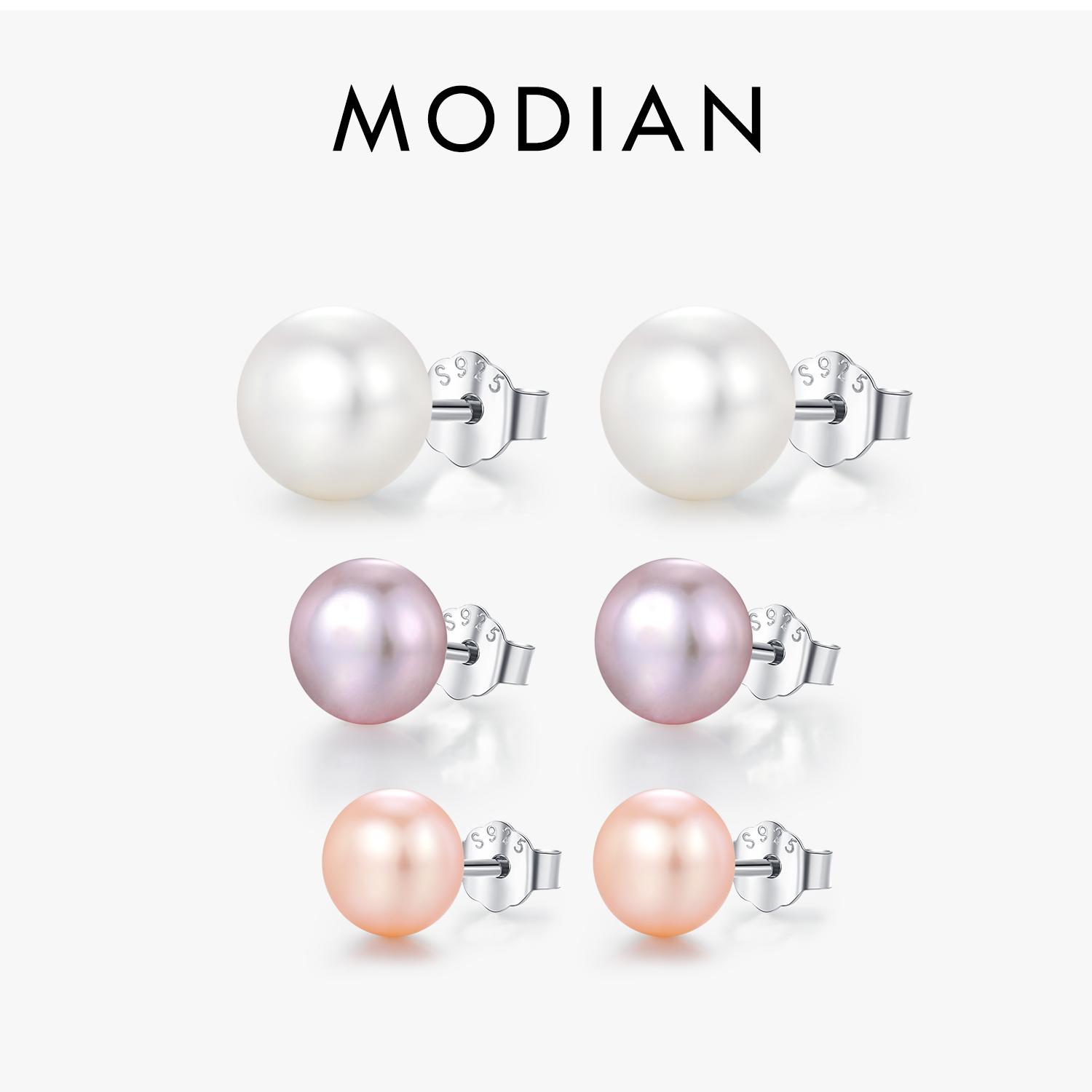 

Modian Natuurlijke Zoetwaterparels Oorknopjes Стерлинговое серебро 925 пробы Klassieke Elegante Oorbellen Voor Vrouwen Vrouwelijke Fijne Sieraden
