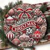 Christmas Metal Sign for Garden Decoration Holiday Round Plaque