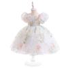 Girls' Dress  Puff Sleeve Princess Dress Children's Floral Dress Mesh Fluffy Dress