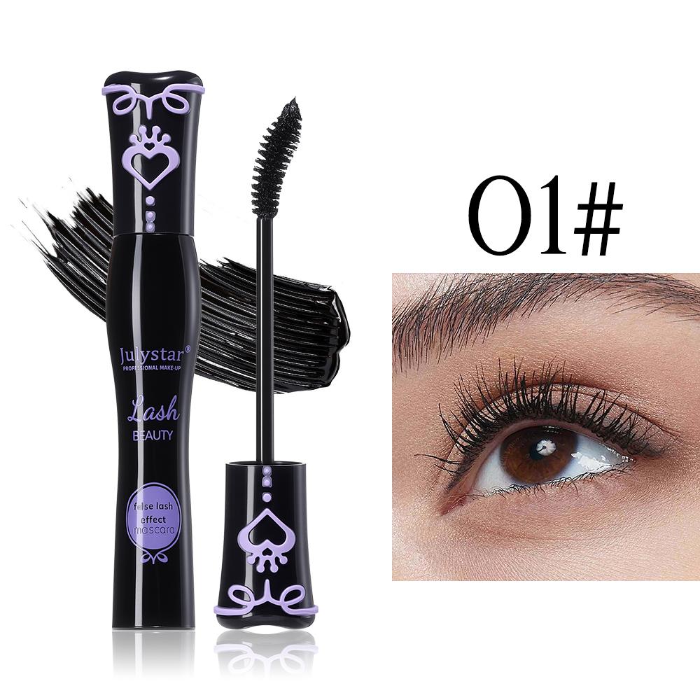 Julystar False Lash Effect Mascara - Waterproof Volumizing and Lengthening Mascara, Long Lasting Smudge-Proof Curved Brush Mascara 1#