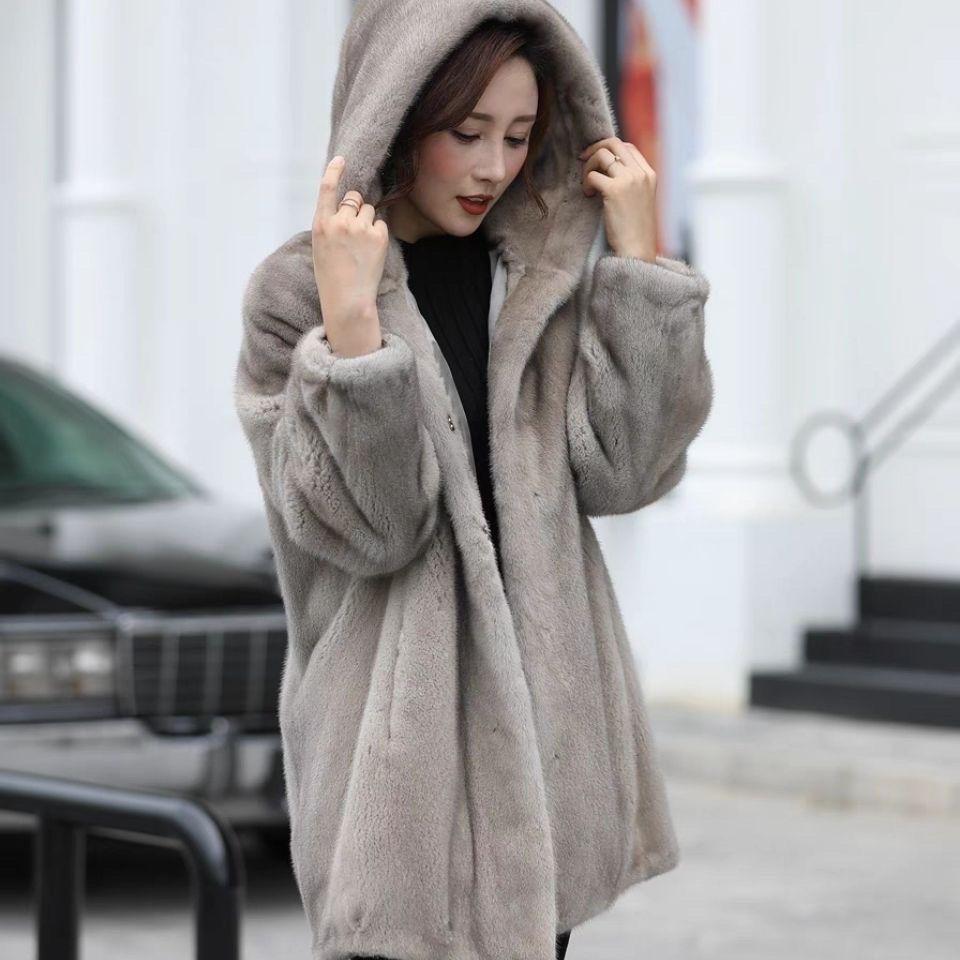 Imitation Mink Coat Women's Medium and Long Winter Thickened Medium Mother Suit Imitation Mink Fur Jacket Imitation Mink Velvet