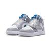 New Jordan Air Jordan 1 Mid Top Children's Basketball Shoes Gray Blue Children Aged 3 7 Years Old BQ7197-014