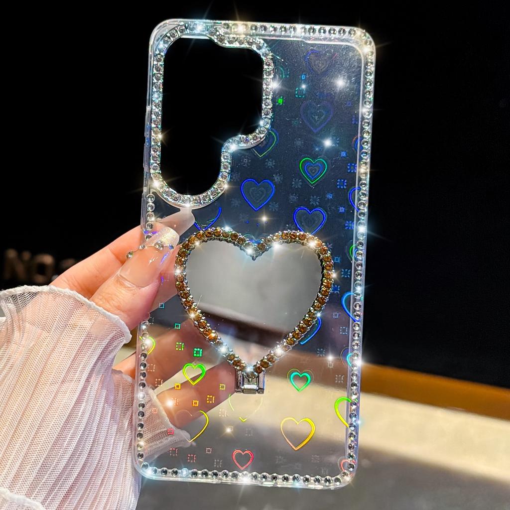 Flash diamond IMD Samsung S11Ultra mobile phone case A11 love mirror holder S11 anti-drop protective case hard