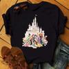 Funny Summer Disney Villains Printed Women T Shirts Round Neck Y2k Clothes Cartoon Graphic T Shirts 90s Female Tops Tees