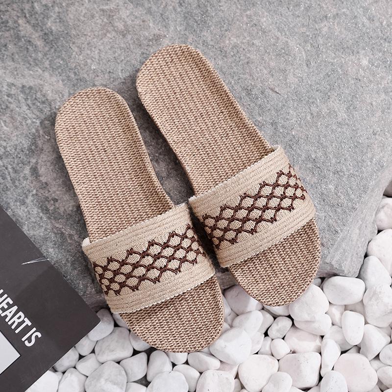 Unisex Summer Linen Slippers: Non-slip Indoor Sandals for Home and Office.