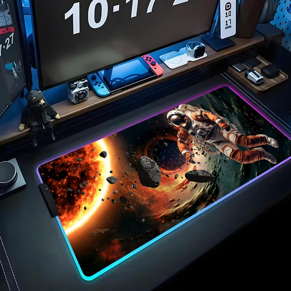 space astronaut Mouse Pad RGB Gaming Mousepad Big LED Pad PC Desk Mat Luminous Mouse Pad Large Keyboard Mats Table Rug With
