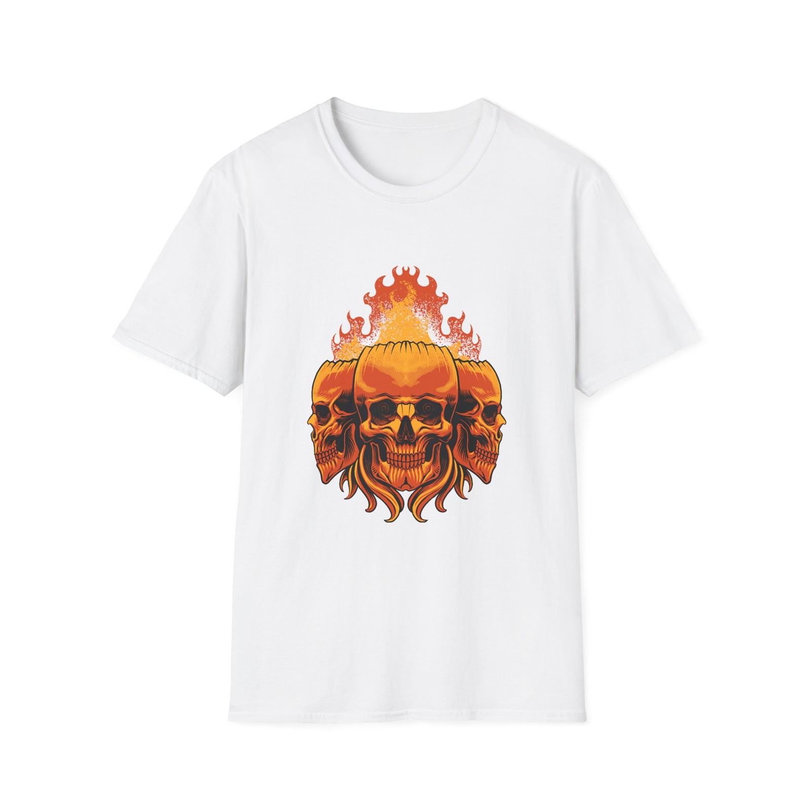 Skull Flames Unisex T-Shirt - Edgy Graphic Tee, Casual Wear, Halloween S разноцветный