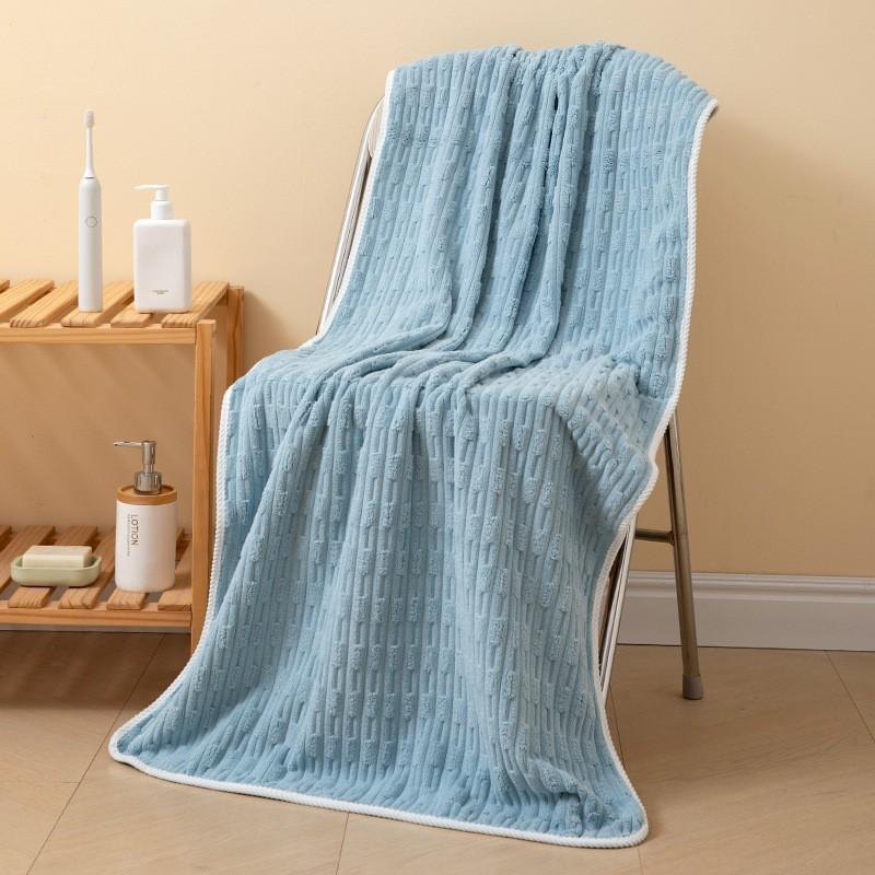 Deluxe Bamboo Fiber Velvet Bath Towel Set - Super Absorbent & Quick Dry Thickened Plush Spa Quality Coral Velvet Bath Towel