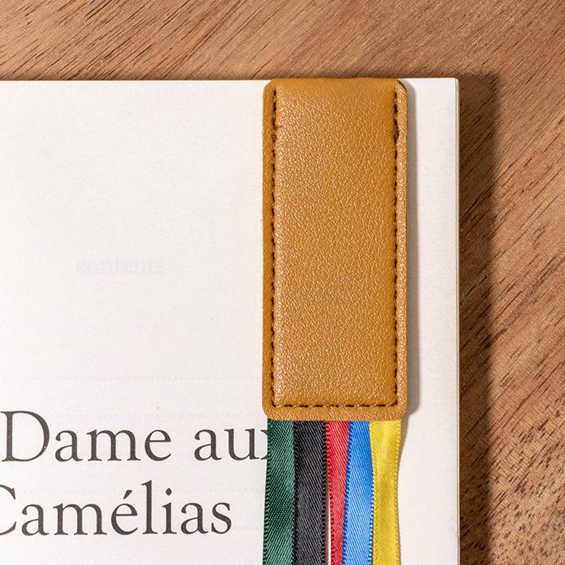 Colorful Ribbon Pu Leather Bookmark Reusable Delicate Ribbon Bookmarks Multi-Purpose Long Tassel Bookmark Student Stationery