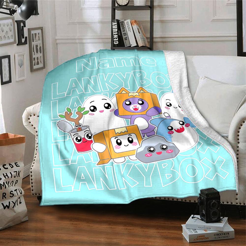 Custom Name LankyBox Theme Printed Blanket - Perfect for Couch, Bed, Travel & Outdoor Use | Machine Washable, Cozy & Durable.