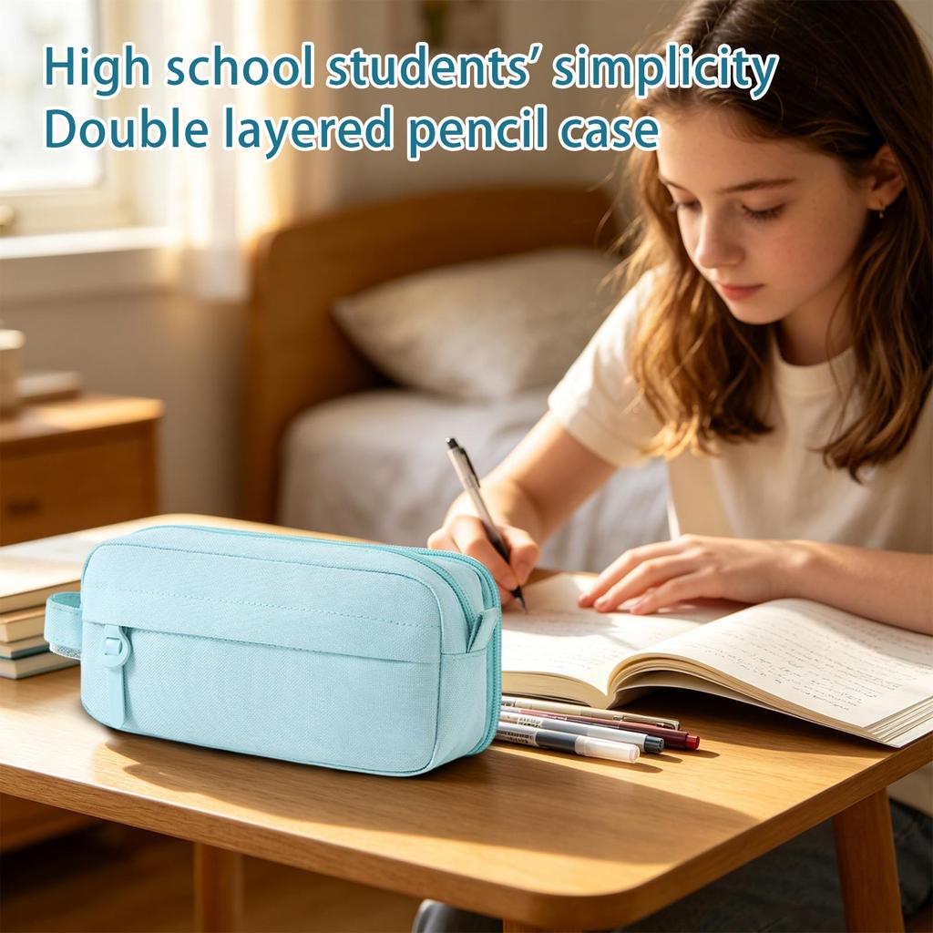 Double Layer Pencil Case - Large Capacity Multi-Compartment Pen Holder for School Supplies