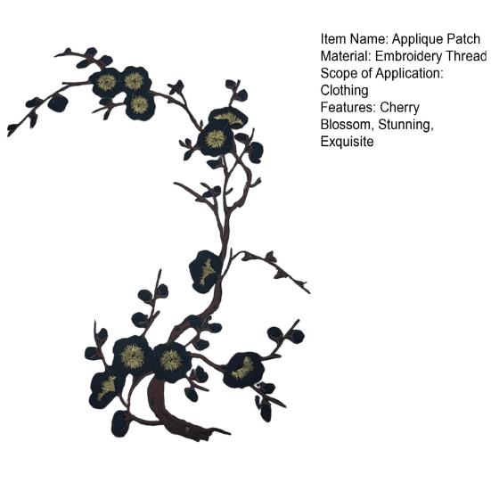 Cherry Blossom Iron Patch Iron-on Blossom Plum Applique Patch Embroidered Floral Patch for Jeans Garment Jackets Backpacks Clothes DIY Crafts