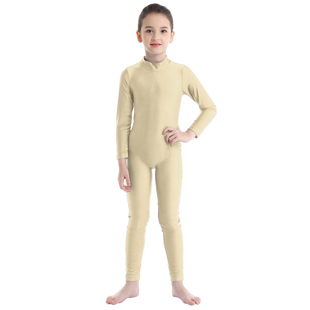 Children's Girls Long Sleeve Dance Gymnastic Leotard Unitard Full Length Bodysuit Catsuit Dancewear Costumes