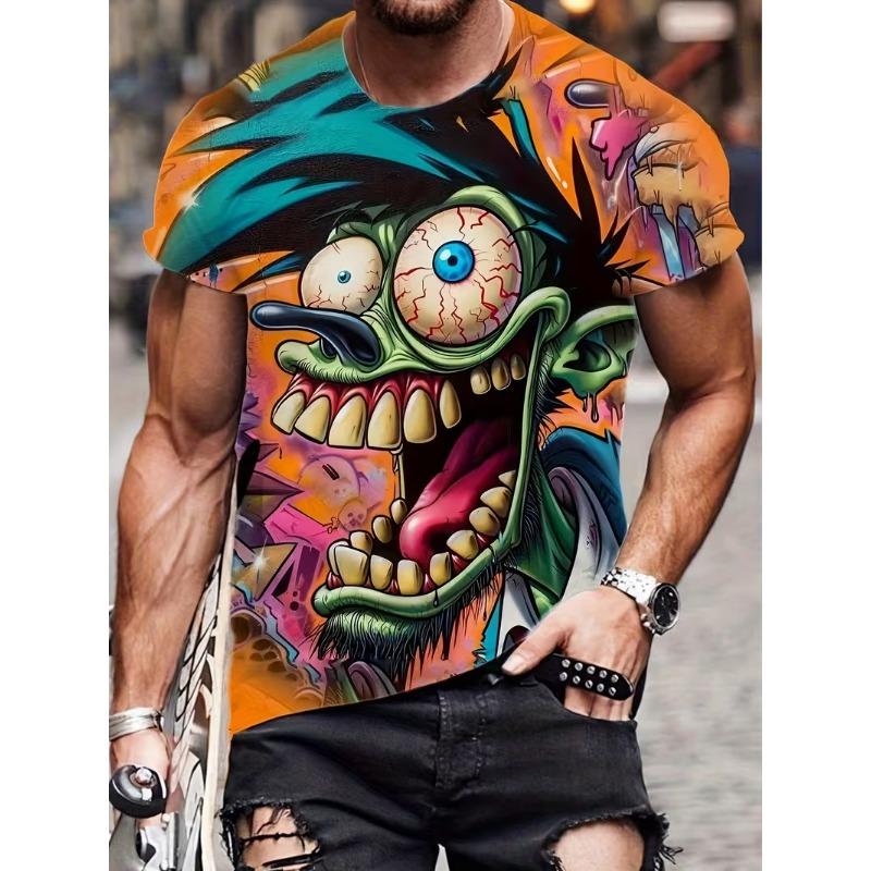 

Fashion Harajuku Artistic Graffiti Monster T Shirt For Men Women 3D Print Street Short Sleeve New Summer Casual Holiday Outfits XXS