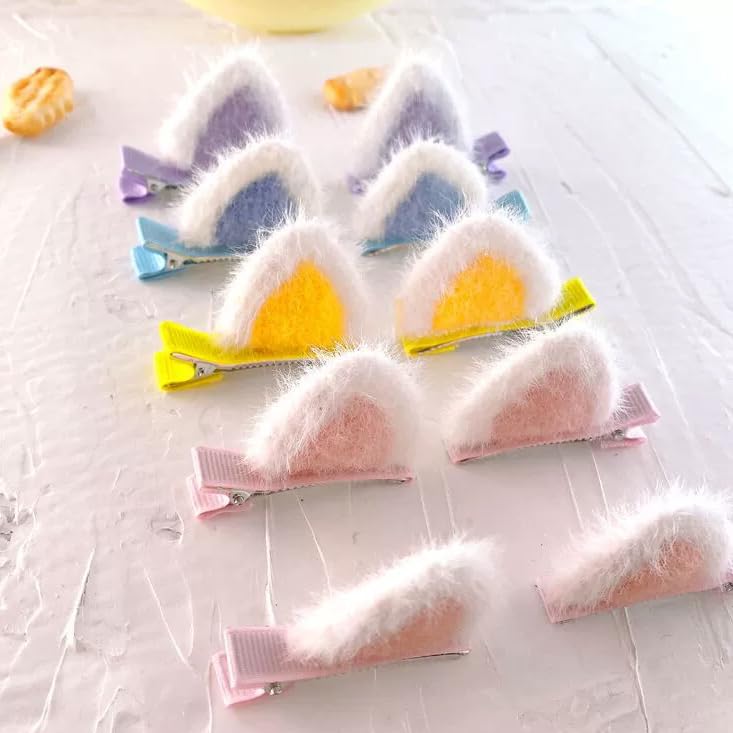 Pastel Nyanko Clips, 5 Colors, Set of 10, Ribbon Clips, Lolita, Dreamy Kawaii, Gothic Lolita Hair Clips, Hairpins, Hair Accessories [Used]