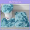Tie Non Dye Slip Mat Fluffy Plush Bathroom Toilet Seat Cover Carpet 3 Set Piece