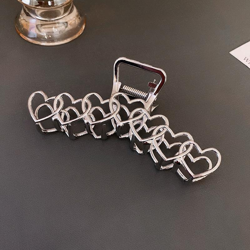 Silver Metal Geometric Shark Hair Clip for Thick Hair