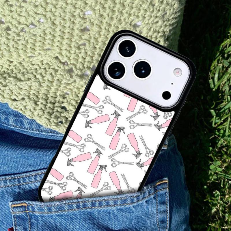 Hair Stylist Scissors Brush Switch Phone Case Cover Compatible with for IPhone 17air 16e 15 14 13 12 11Pro Max 17 Air
