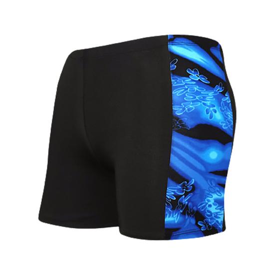 Inner Drawstring Mid-rise Swimming Trunks with Lining Streamlined Design Elastic Waistband Men Shark Print Stitching Swim Shorts Beachwear
