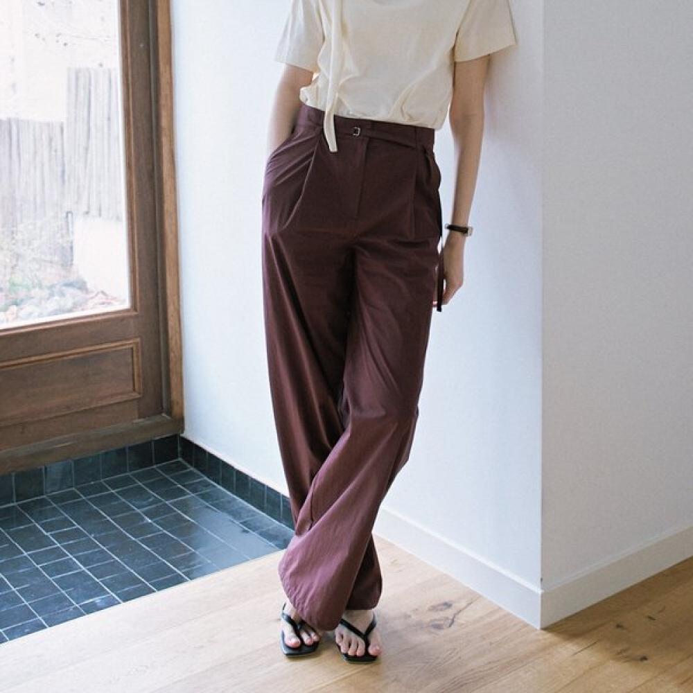 

On On Wide Pleated Belted Pants New6ml405 WINE/S_01