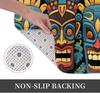 Colorful Tiki Mask Doormat Non Slip Absorbent Indoor Outdoor Entryway Rug Flannel Floor Mat for Bathroom Kitchen Decor