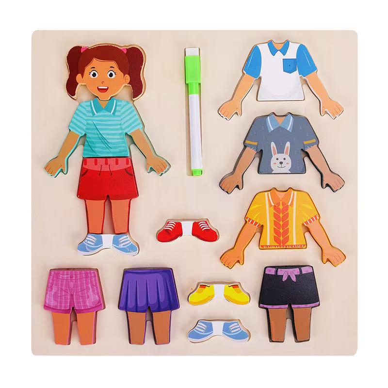 3D Animal Dress-Up Puzzle Blocks: Educational Wooden Toy for Boys & Girls