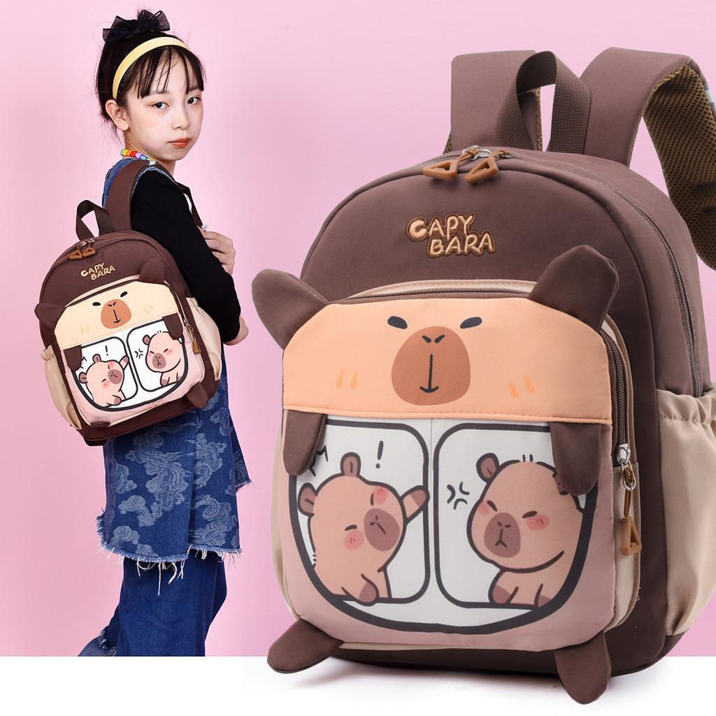 Capybara Themed Children Backpack Breathable Lightweight Cute Cartoon Schoolbag