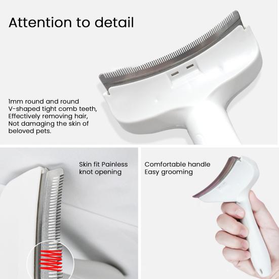 V-Tooth Deshedding Comb Pet Hair Removal Grooming Brush 1mm Teeth Shedding Comb with Ergonomic Handle for Dogs Cats