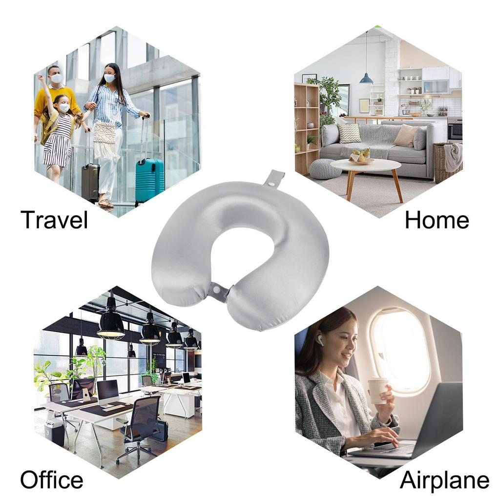 PATIKIL Silk Neck Pillow, Travel Pillow, 22" X 100% Memory Foam Filled Silk Neck Support, Wrinkle-Resistant, Gray