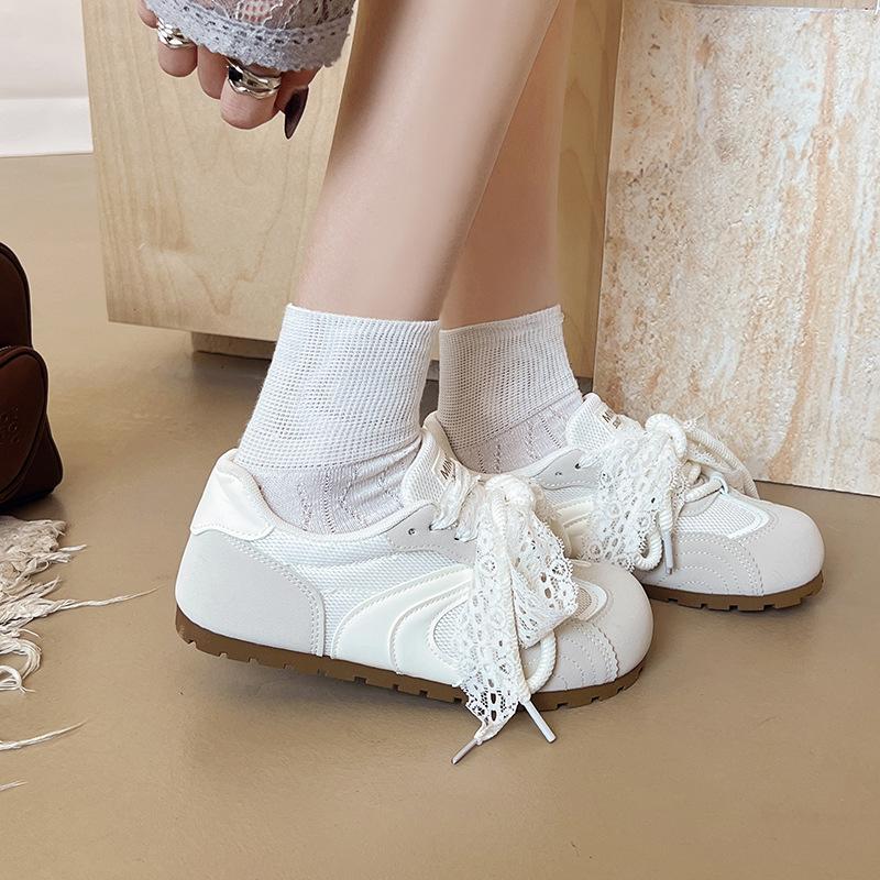 Retro Chic Color Matching Platform Casual Moral Training Shoes Women's 2025 Spring and Summer New Design Sports Board Shoes White Shoes