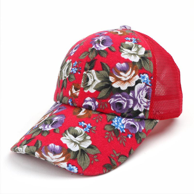 Summer Flower Sun Protection Duckbill Hat - Breathable Mesh for Travel & Streetwear