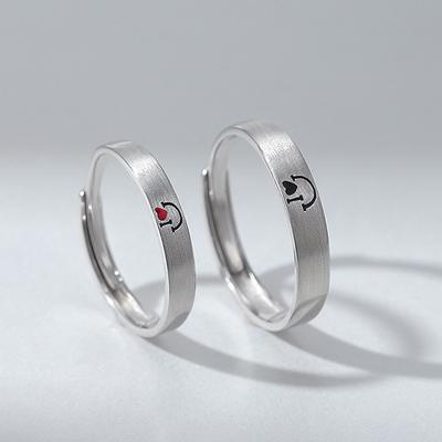 Recién llegado, anillo de Plata de Ley 925 para amantes, accesorios de boda, anillo con letras de corazón a la moda, ajustable para dedo para hombres y mujeres