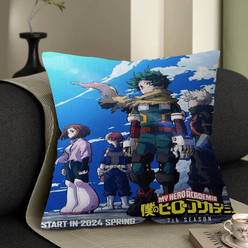 My Hero Academia Pillow Covers Cartoon Sofa Decorative Home Double-sided Printing Short Plush Cute Cushion Cover