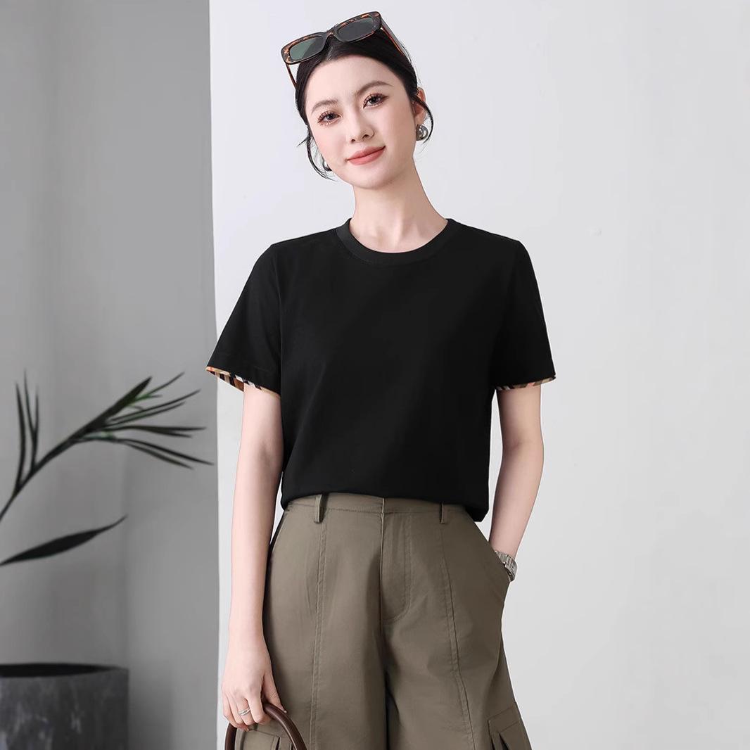 

Летняя футболка из гребенного хлопка 2025 года с прямыми плечами - Унисекс, короткий рукав, трендовый стиль 2XL