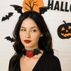 Flower Headband Necklace Set Mesh Halloween Hair Hoop Cute Bat Wings Hairband  Women