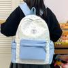 Star Polka Dot Colorblock Backpack - Versatile, Large Capacity Schoolbag for Students