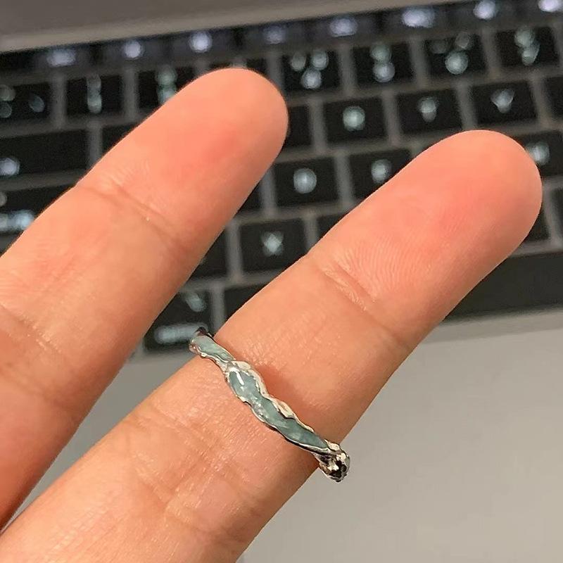 ANENJERY Nieregularne niebieskie pierścionki epoksydowe dla kobiet dziewczynki moda słodki fajny pierścionek OL akcesoria do biżuterii