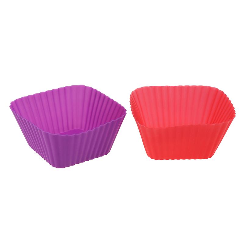 1/6Pcs 7Cm Square Shaped Jelly Pudding Mold Muffin Cake Cup Silicone Molds Kitchen Baking Accessories