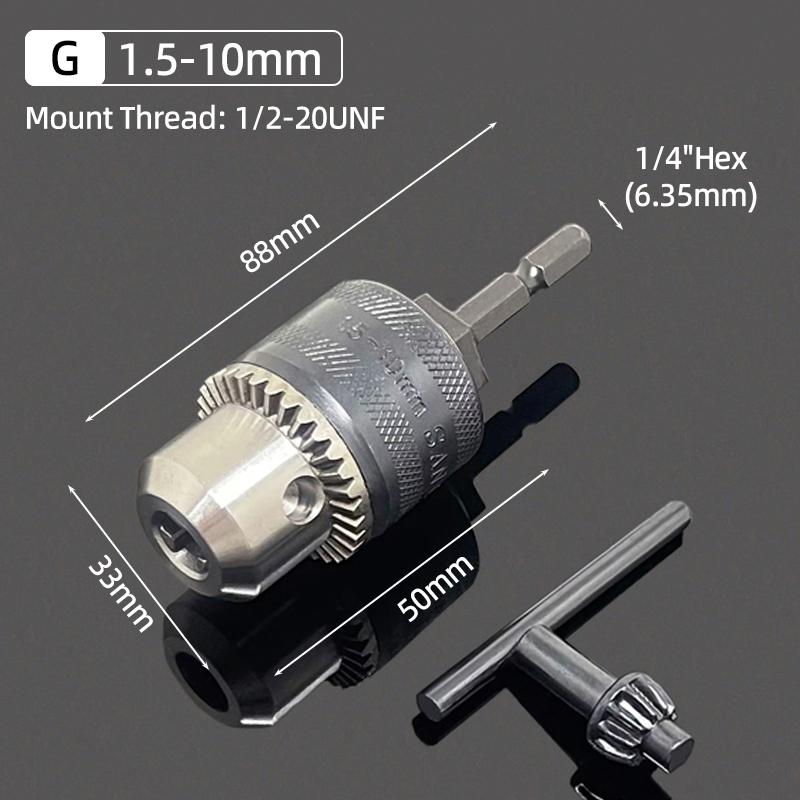 1Pc 1.5-10mm OR 0.8-10mm 1/4" Hex Shank Drill Chuck Keyless Drilling Quick Change Bit Adapter Converter Woodworking Power Tool