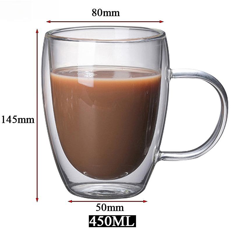 150-450ml Double Wall Glass Mug Resistant Tea Beer Mug Coffee Milk Lemon Juice Cup Drinkware Lover Coffee Cups Gift Creativity