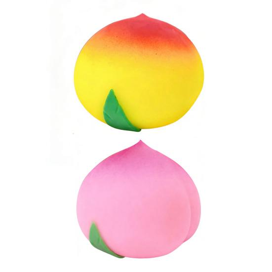 Juicy Peach Stress Relief Toy Simulation Pink Yellow Peach Squeeze Toy Decompression Fruit Shape Sensory Fidget Toy