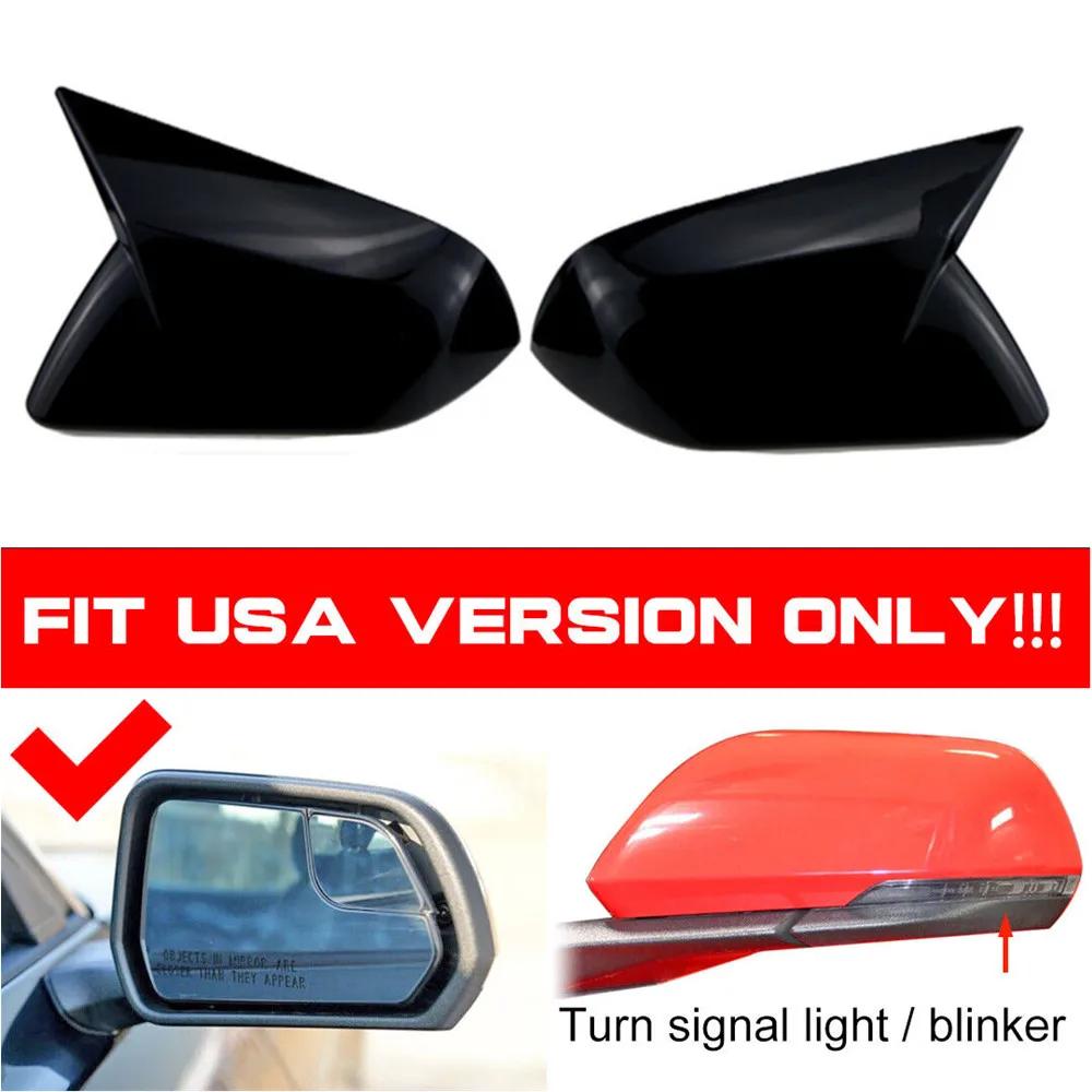 For US Ford Mustang 2015- ABS Car Rearview Side Mirror Cover Wing Cap Exterior Door Housing Shell Trim Adhesive Sticker