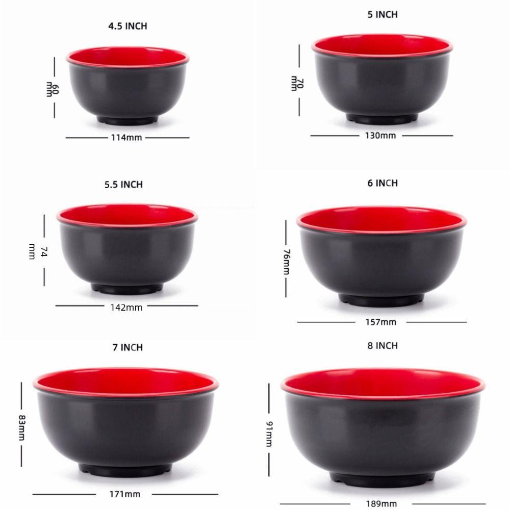 Japanese Style Melamine Bowls Black Red Salad Bowls New Food Containers  Tableware