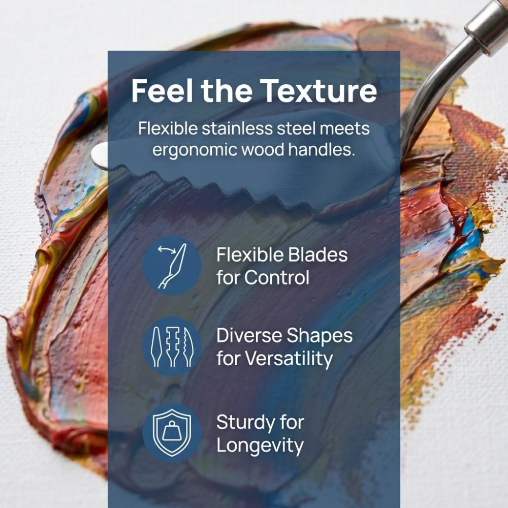 10 PEZZI Coltelli da Pittura in Acciaio Inossidabile Manico in Legno Superficie Liscia Coltelli da Tavolozza in Acciaio Inossidabile Leggeri