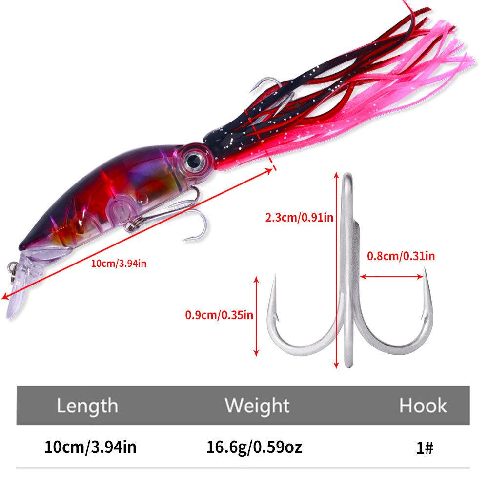 Lure Bait Set Floating Octopus10CM16.6GMulti-color Realistic Fake Bait with Mustache High Simulation Fishing Tackle Supplies